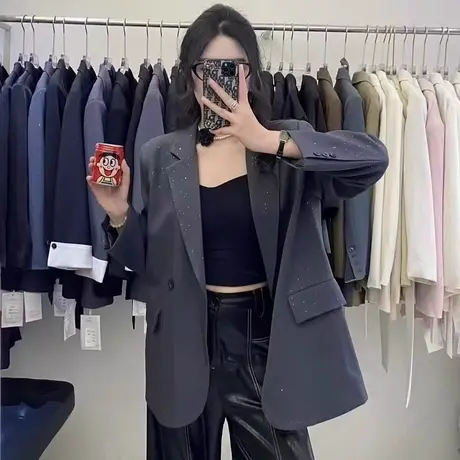 小众设计感西装外套女2025春季新款高级轻奢时尚满天星亮闪西服潮图片