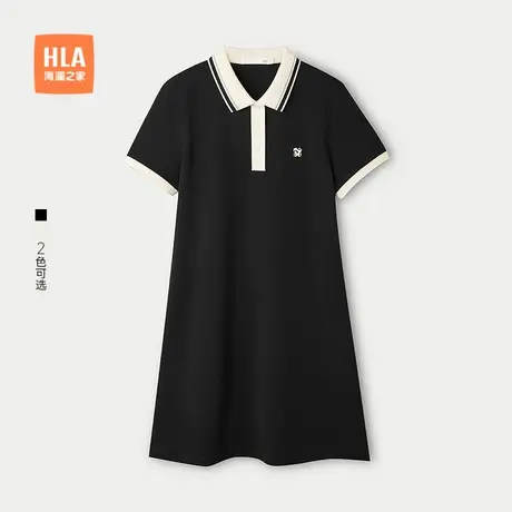 HLA/海澜之家翻领POLO裙25春夏季新款直筒透气收腰休闲连衣裙女装图片