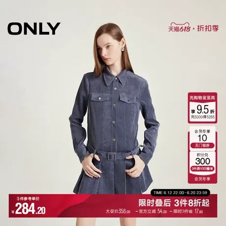 ONLY夏季工装风翻领百褶短裙衬衫连衣裙女|124307032图片
