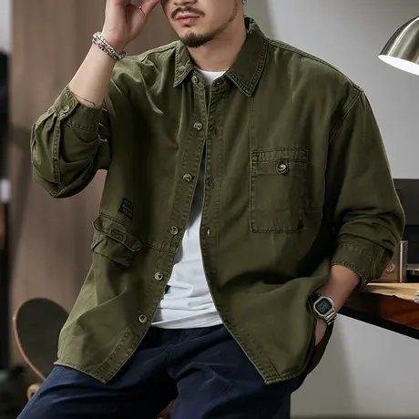 衬衫长袖男士赛络纺织造耐磨不起毛手感丝滑休闲春秋衬衣休闲男装商品大图
