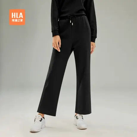 HLA/海澜之家运动sportsday健身休闲裤秋季新款宽松黑色裤子女装图片