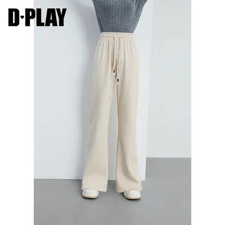 DPLAY冬新休闲风撞色抽绳设计驼色不加绒直筒阔腿裤图片