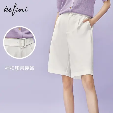 伊芙丽2021新款宽松显瘦直筒裤女短裤宽松休闲裤显瘦1B6950611图片
