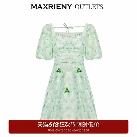 【奥莱】MAXRIENY田园风连衣裙夏季修身碎花裙子图片