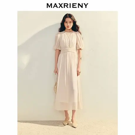 【奥莱】MAXRIENY优雅浪漫收腰散摆蕾丝连衣裙图片
