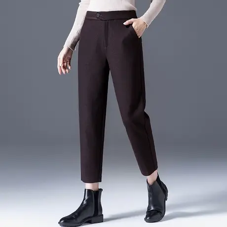 加厚毛呢裤女秋冬羊毛女裤冬季2024新款妈妈裤子冬休闲九分哈伦裤图片