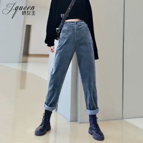 灯芯绒萝卜裤女秋冬新款韩版百搭高腰显瘦小脚裤子休闲时尚哈伦裤图片