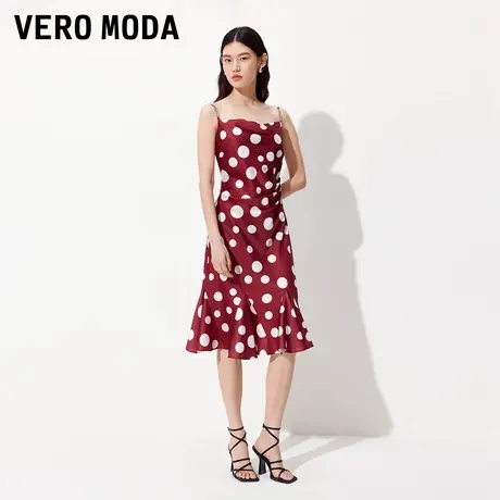 Vero Moda连衣裙女2025夏季新款波点荷叶花边下摆度假风吊带长裙图片