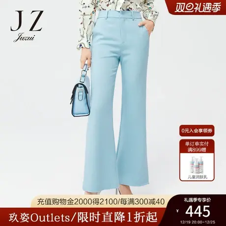 JZ玖姿通勤气质纯色喇叭裤春季新款女直筒休闲长裤图片