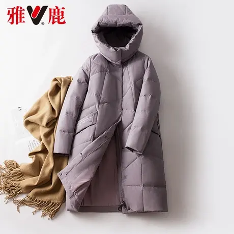 yaloo/雅鹿羽绒服连帽女中长款冬新款品牌加厚保暖宽松外套小个子图片