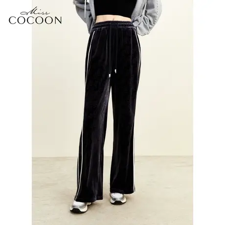 MISSCOCOON气质丝绒压印休闲裤图片