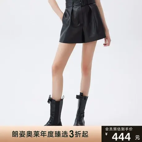 莱茵PU皮短裤外穿2022新款休闲裤短款高腰皮裤直筒裤阔腿短裤潮图片