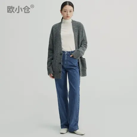 土耳其高腰宽腿阔腿牛仔裤女 梨形身材硬挺翘臀直筒拖地裤图片