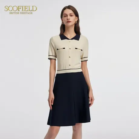 【大乐gogo严选】Scofield撞色POLO领假两件连衣裙温柔裙子夏季图片
