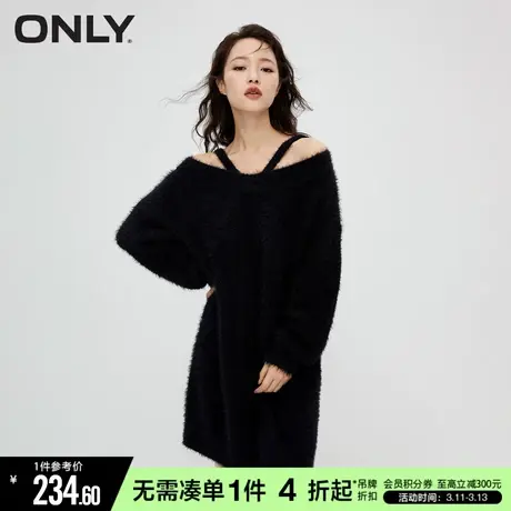 ONLY冬季气质宽松长袖纯色针织连衣裙女|123346010图片