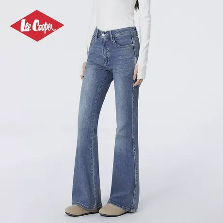 【超模裤】Lee Cooper/李库珀 高级感梨形显瘦高腰直筒微喇牛仔裤图片