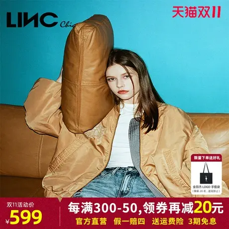 LINC金羽杰羽绒服女2023秋冬新款潮酷飞行员轻薄反季断码女款夹克图片