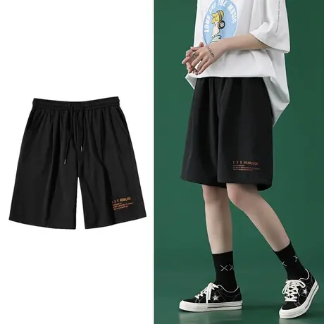 黑色高腰短裤女夏季薄款ins潮胖mm宽松大码网红阔腿休闲裤5分中裤图片