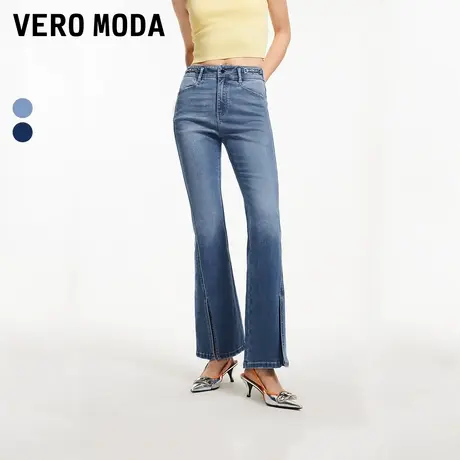 Vero Moda牛仔裤女夏季高腰微弹开叉显瘦微喇裤复古时髦324232004图片