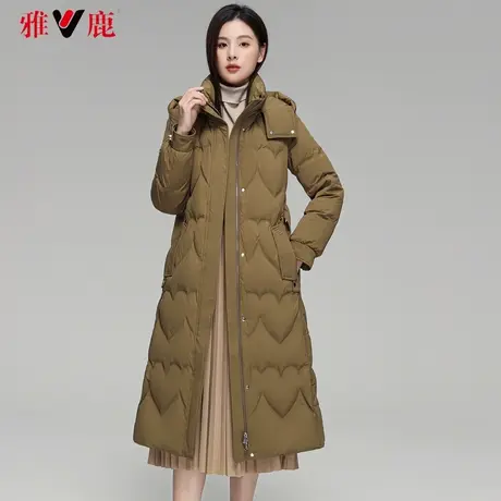 雅鹿系带羽绒服女中长款2022冬季新款休闲宽松保暖长过膝外套高端图片