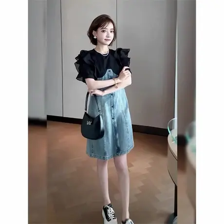 爵莱菲大码胖mm牛仔2025夏季新款韩版时尚气质显瘦百搭连衣裙女图片