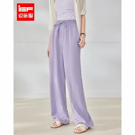 IEF/爱依服长裤2025夏季新款韩版简约休闲慵懒风百搭显瘦阔腿裤图片