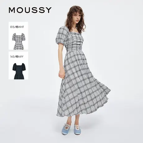 MOUSSY 25夏季法式田园风格纹泡泡袖连衣裙女028ISZ33-0771图片