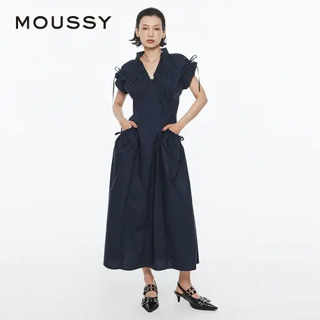 MOUSSY 夏季优雅度假风V领大口袋连衣裙女028HS930-0071图片