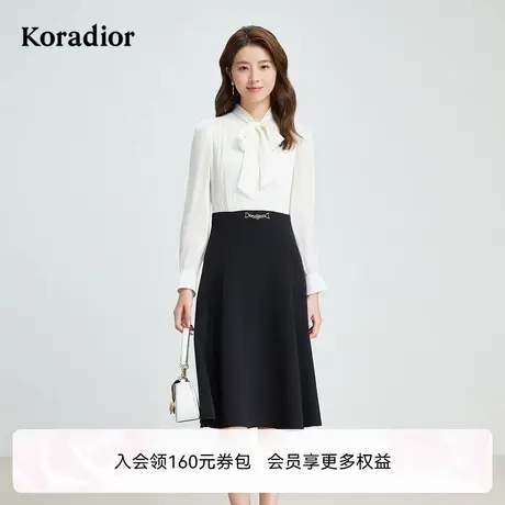 珂莱蒂尔2025年秋季新款时尚设计感减龄拼接假两件商务连衣裙女图片