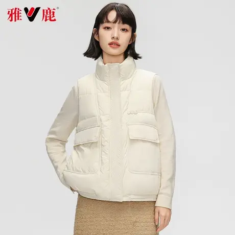 雅鹿官方羽绒马甲女2023新款短款轻薄款立领背心秋冬季小个子外穿图片