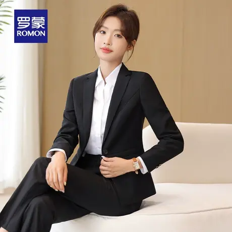 罗蒙女士西服套装2025秋季商务休闲修身显瘦百搭职业装正装两件套商品大图