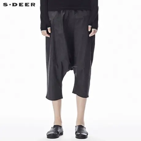 sdeer圣迪奥2019春装时尚街头胯裆磨白贴布休闲九分裤子S17380848图片