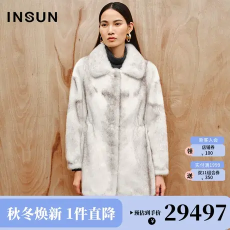 恩裳2023冬装新款时尚浅咖色貂皮大衣女皮草外套进口水貂毛毛外套图片