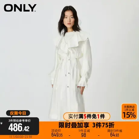ONLY2023冬季新款学院风娃娃领宽松中长款风衣外套女|123336027图片