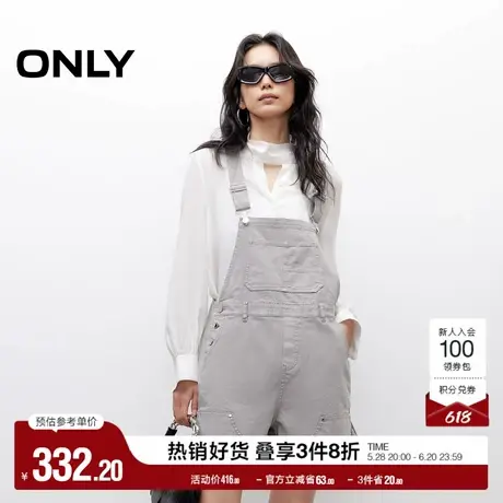 ONLY2025夏季新款可调节定制肩带个性做旧水洗背带裤短裤休闲裤女图片