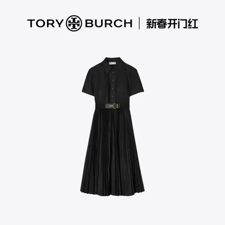 【限时礼遇】TORY BURCH 汤丽柏琦 束腰褶裥短袖连衣裙 148235图片