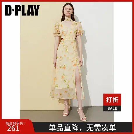 DPLAY【度假系列】2025年夏季新款黄色雪纺连衣裙女好看法式裙子图片