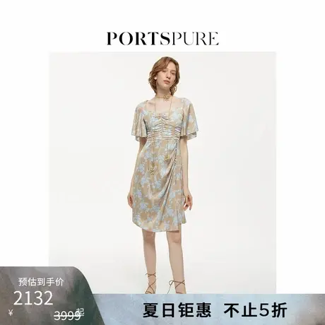 宝姿PORTSPURE女装春季法式印花收腰显瘦连衣裙RT8D045TWT034图片