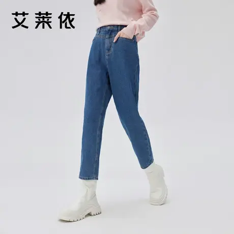 艾莱依牛仔裤2022年女新款秋季直筒显瘦设计感时尚纯棉爆款裤子潮图片