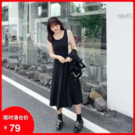 大码女装2024秋新款简约中长款过膝显瘦百搭胖MM打底针织连衣裙图片