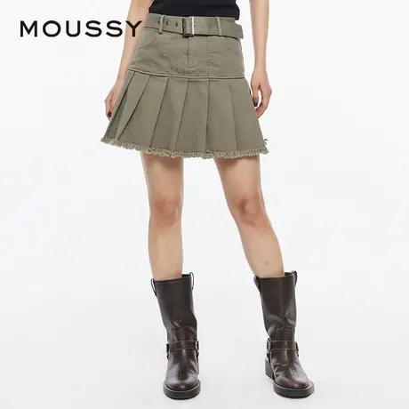 MOUSSY 夏季叛逆摇滚风水洗做旧腰带百褶裙028HSZ30-1011图片