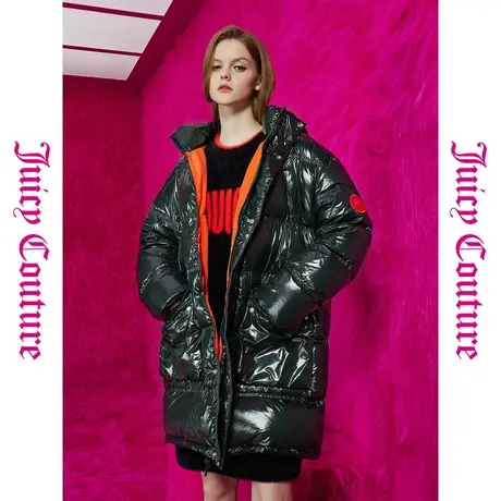 Juicy Couture橘滋女装新款上衣外套静谧森林绣标亮面女式羽绒服图片