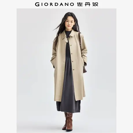 佐丹奴外套女装纯棉磨毛拼接袖口翻领梭织风衣外套 05374686图片