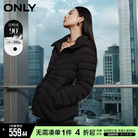 ONLY冬季时尚90白鸭绒保暖连帽短款羽绒服女|123423020图片