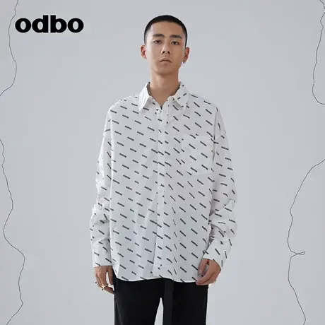 heardbyodbo高级感休闲气质纯棉衬衫男秋冬2022新款logo印花上衣图片