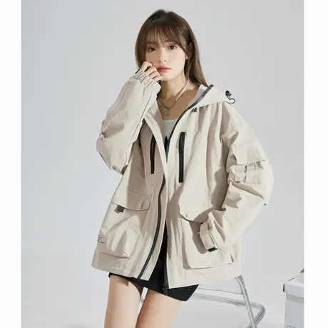 唐狮早春新款工装女休闲冲锋少年上衣宽松设计感外套女春秋款图片