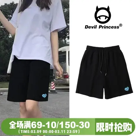 港风ins风百搭学院风高腰显瘦五分裤宽松直筒2025夏季新款短裤女图片