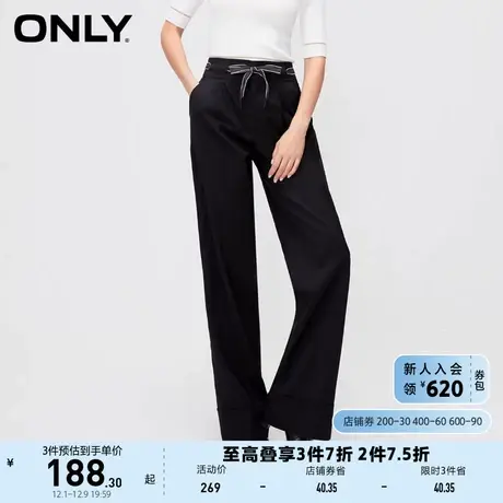 ONLY奥莱夏季通勤风抽绳百搭直筒西装裤休闲裤女图片