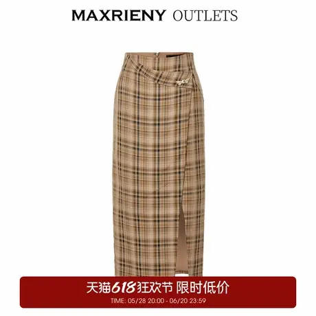 【奥莱】MAXRIENY复古格纹结构半裙美拉德穿搭裙子图片