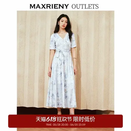 【奥莱】MAXRIENY欧式园艺复古风连衣裙茶歇裙珍珠钻扣流苏图片